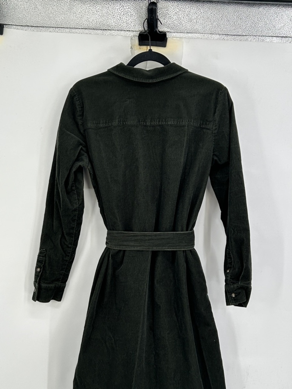 Boden Corduroy Midi Shirt Dress Green Button Front Belted Size 12P US - Picture 6 of 8
